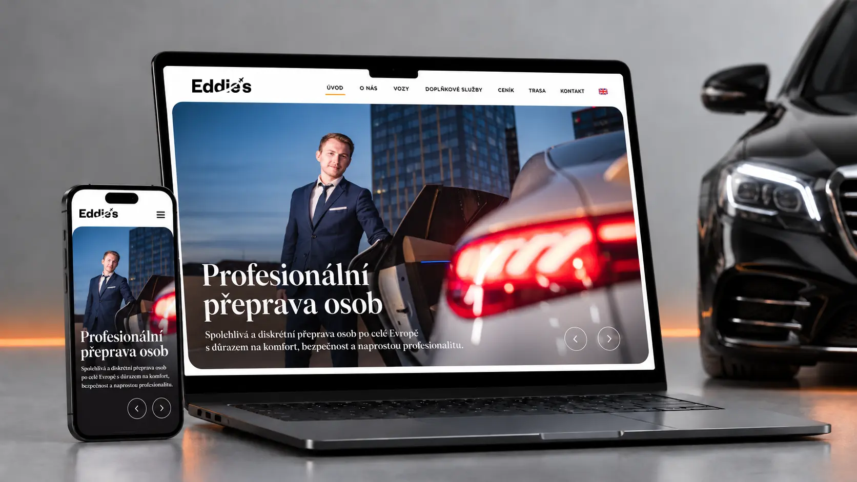 Web Eddie’s Transport na notebooku a mobilu