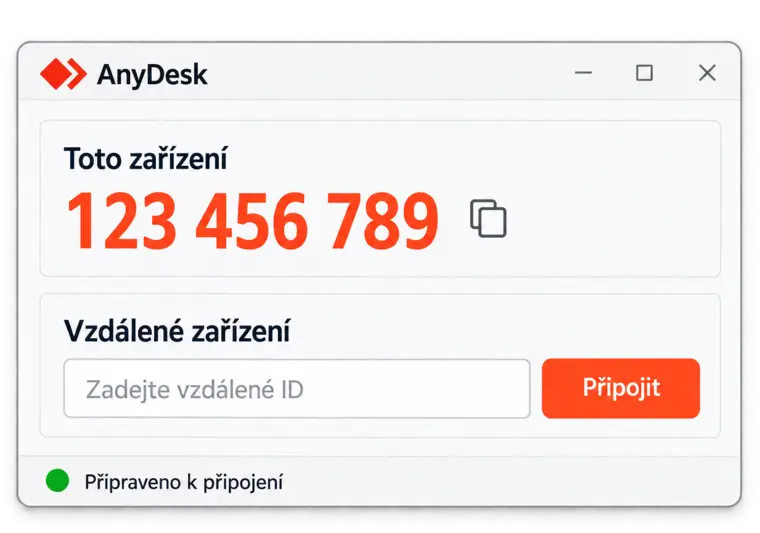 Ukázkové okno AnyDesk pro Windows s ID 123 456 789